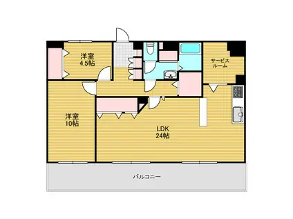 マンションサルナート(2LDK/6階)の間取り写真