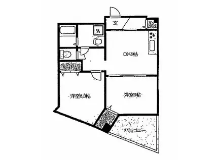 フルーレII(2LDK/3階)の間取り写真