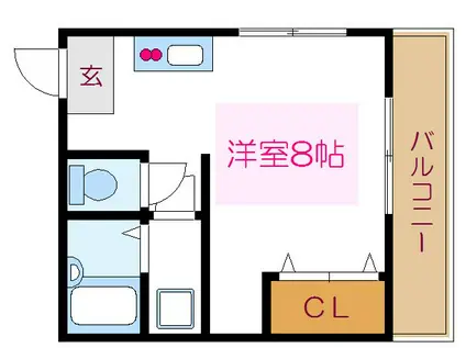 第二カシオマンション(ワンルーム/2階)の間取り写真