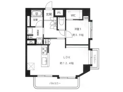 妙義坂マンション(1LDK/12階)の間取り写真
