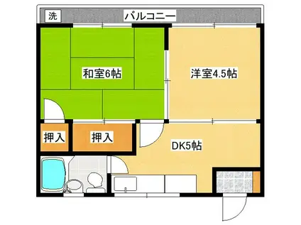 カトリハイツ(2DK/5階)の間取り写真