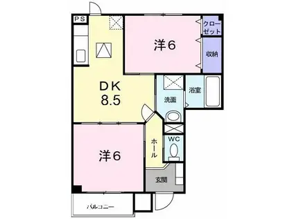 RISINGSUNGARDEN(2DK/1階)の間取り写真