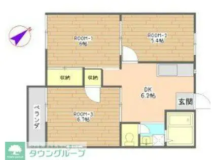 セントラルハイツ(3DK/2階)の間取り写真