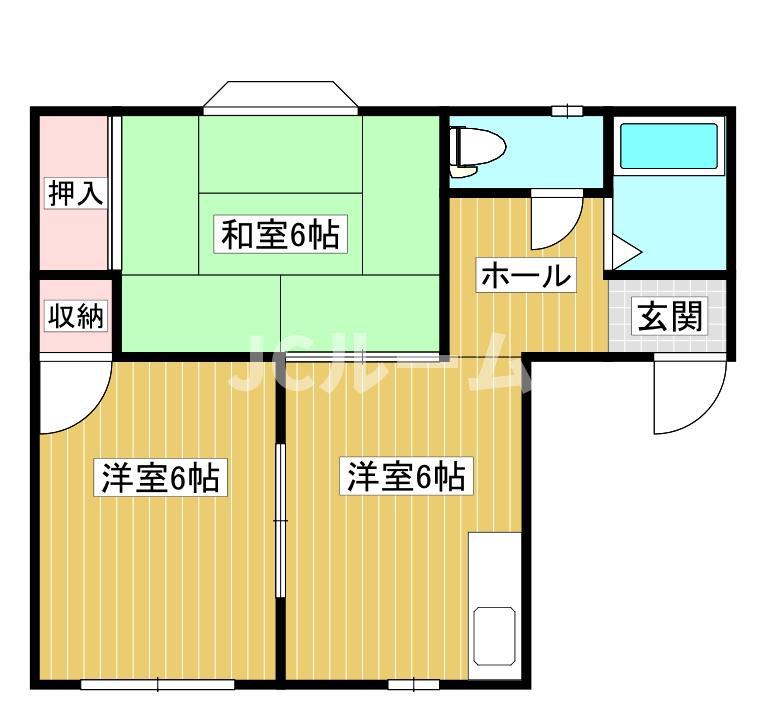 リバティ21 C(2DK/2階)の間取り写真