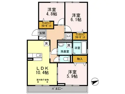 セジュールアカネ(3LDK/2階)の間取り写真