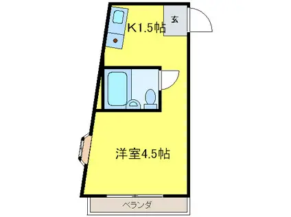 フエンテ・ウノ(ワンルーム/3階)の間取り写真