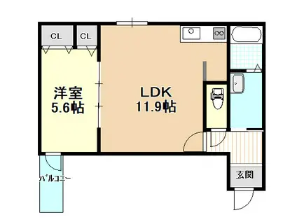 ラ・フェスタ池尻(1LDK/1階)の間取り写真