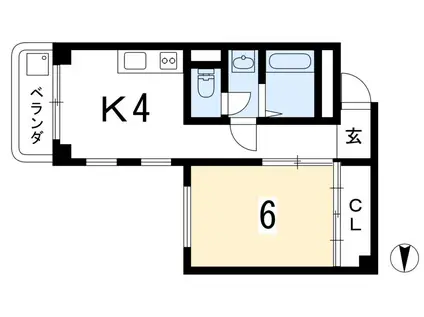 メゾン葵(1K/2階)の間取り写真