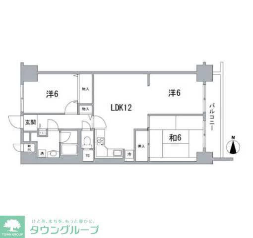 ライオンズマンション調布(3LDK/1階)の間取り写真