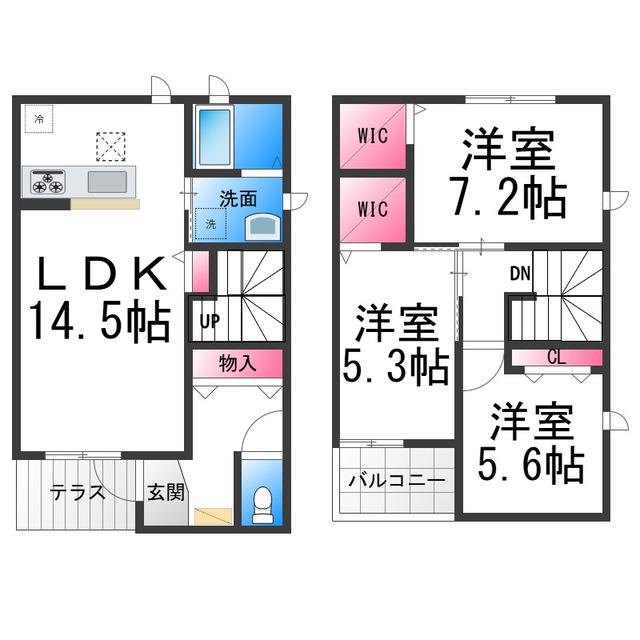 パルファンシャーメゾン(3LDK/1階)の間取り写真