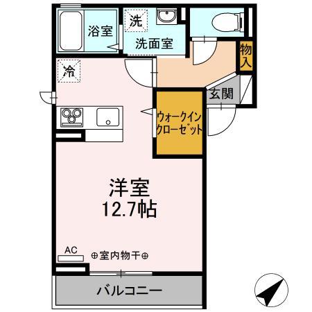 サニーサイド(ワンルーム/1階)の間取り写真