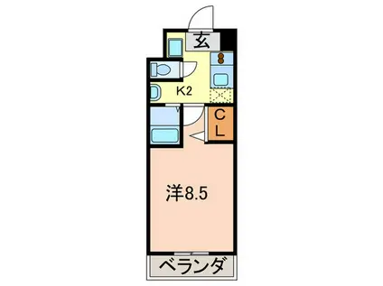 ウィステリア神宮西(1K/9階)の間取り写真