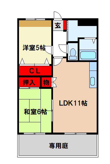 アーバンエイト(2LDK/1階)の間取り写真