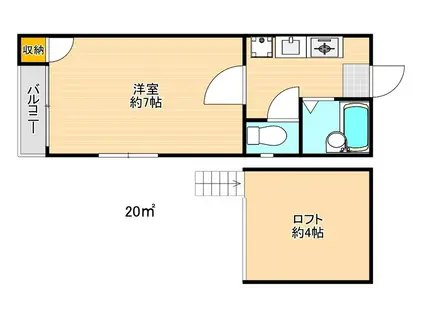 パークコート住吉(1K/2階)の間取り写真