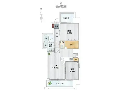 BAUHAUS鶴見公園 NO.33(2LDK/7階)の間取り写真