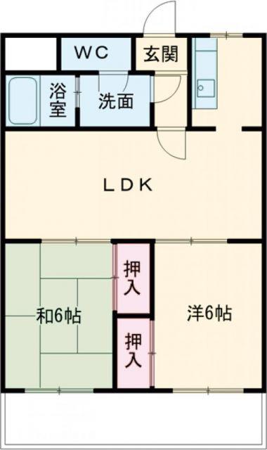 アベニュー黒崎(2LDK/3階)の間取り写真
