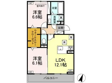 D-AVANCE二本木新町(2LDK/1階)の間取り写真