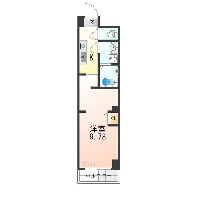 JR山陰本線 二条駅 徒歩15分 5階建 築10年(1K/3階)の間取り写真