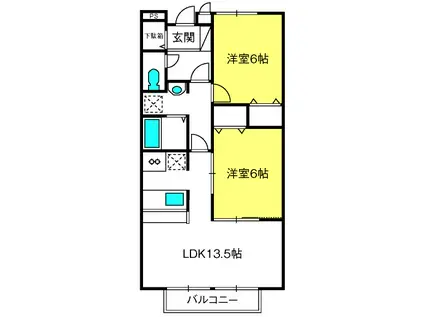 ベルケンネル(2LDK/2階)の間取り写真