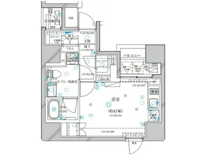 ディアレイシャス錦糸町(1K/12階)の間取り写真