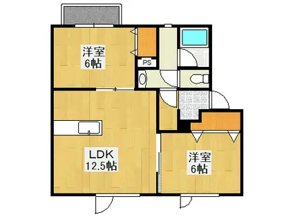 CUTIS CREEK(2LDK/2階)の間取り写真