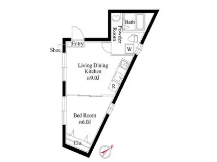 ジャスパー市ヶ谷(1LDK/5階)の間取り写真