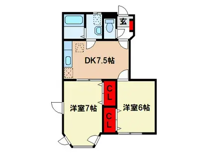 モント・ディダンス(2DK/1階)の間取り写真