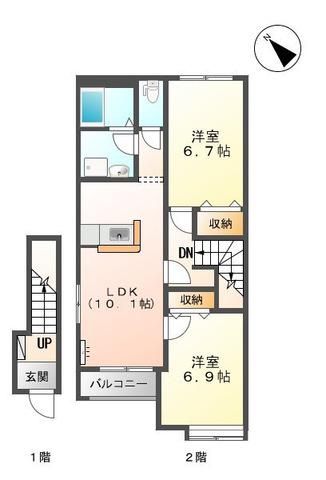 アース・カラー(2LDK/2階)の間取り写真