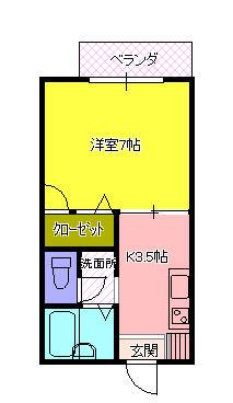 ウインズ5(1K/2階)の間取り写真