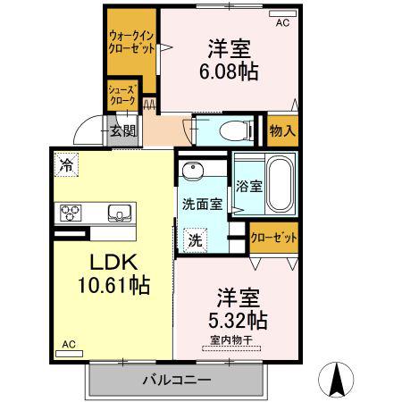 セジュールM I(2LDK/2階)の間取り写真
