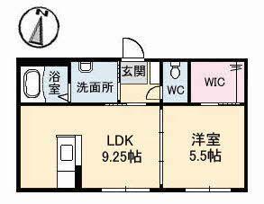 グランラシュレ A棟(1LDK/2階)の間取り写真