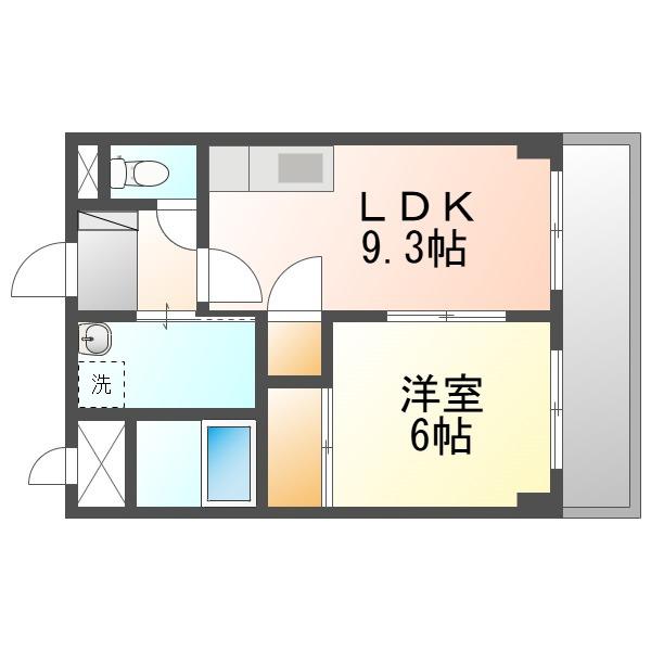 パステルサンライズ(1LDK/4階)の間取り写真