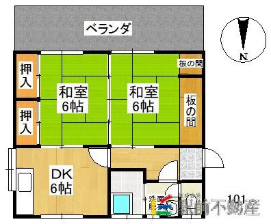 SUNLEAF荒尾(2DK/2階)の間取り写真