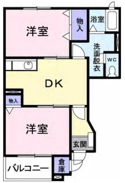アンソレイエ(2DK/1階)の間取り写真