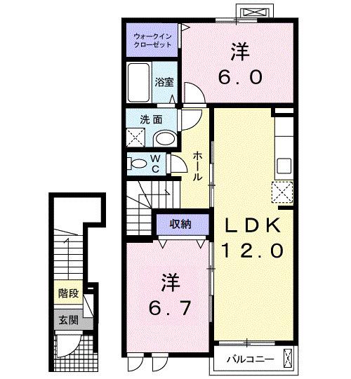 ラフレシールメゾン宮崎III(2LDK/2階)の間取り写真