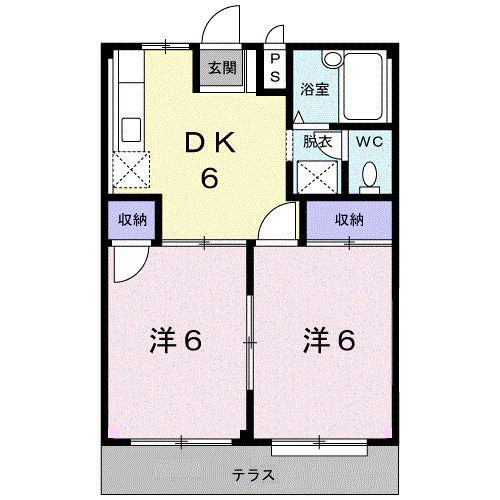 エルディム森I(2DK/1階)の間取り写真