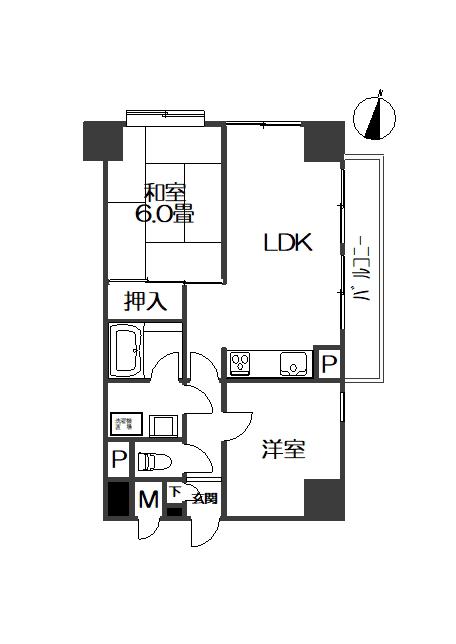 ライオンズマンション吉野町第7(2LDK/5階)の間取り写真