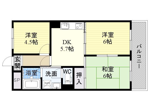 森岡ビル(3DK/3階)の間取り写真