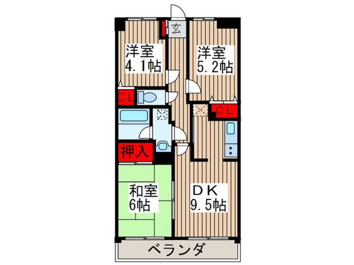 センチュリー浦和(3DK/5階)の間取り写真