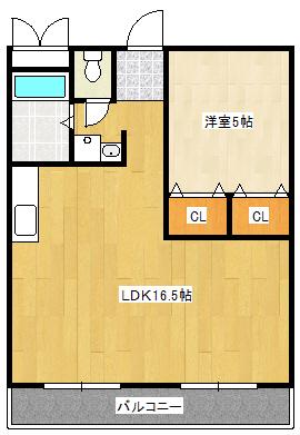 ハイツ八興(1LDK/4階)の間取り写真