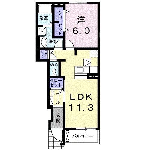 ラウレア(1LDK/1階)の間取り写真