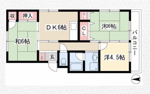 東明コーポラス(3DK/2階)の間取り写真