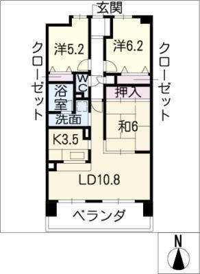 グランドメゾン西浦通1103号(3LDK/11階)の間取り写真