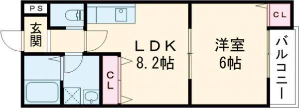 アート門真本町(1LDK/1階)の間取り写真