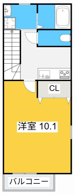 NOB コリーヌ II(1K/2階)の間取り写真