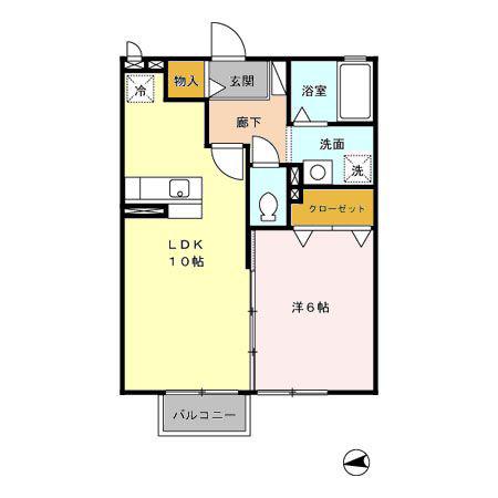 セピアコート(1LDK/2階)の間取り写真
