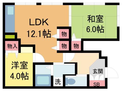 メゾン金澤(2LDK/1階)の間取り写真