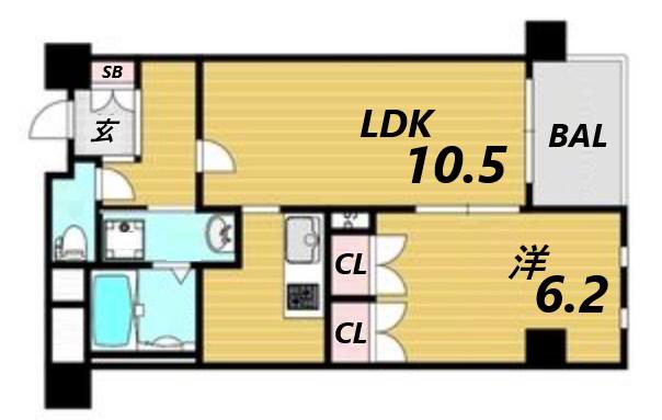 リアライズ呉服町(1LDK/4階)の間取り写真
