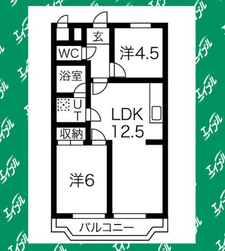 梅森坂マンション(2LDK/3階)の間取り写真