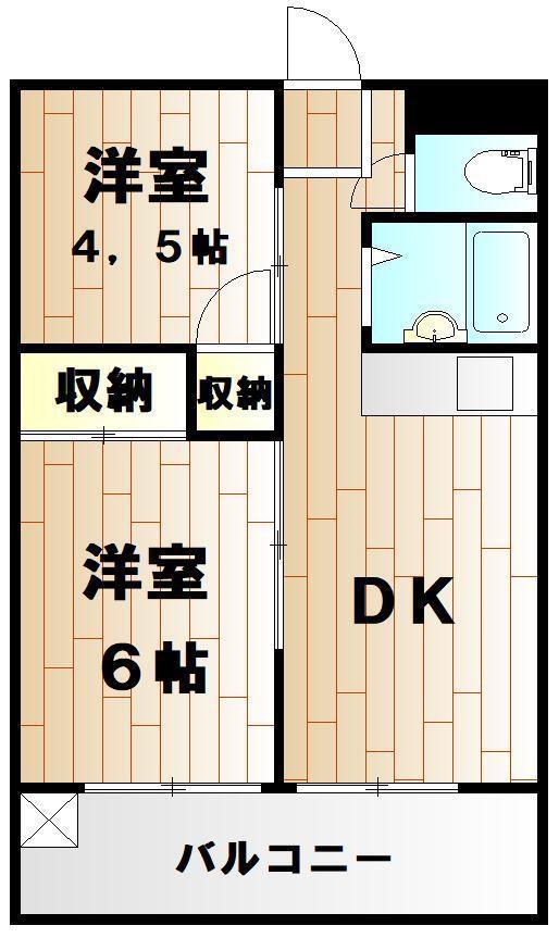 松田第三ビル(2DK/5階)の間取り写真